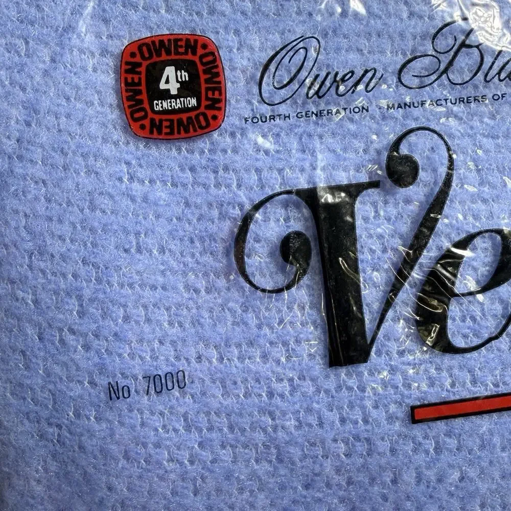 Owen Ventura Thermal Blanket Waffle Polyester Satin Trim 72x90 Blue Full Twin